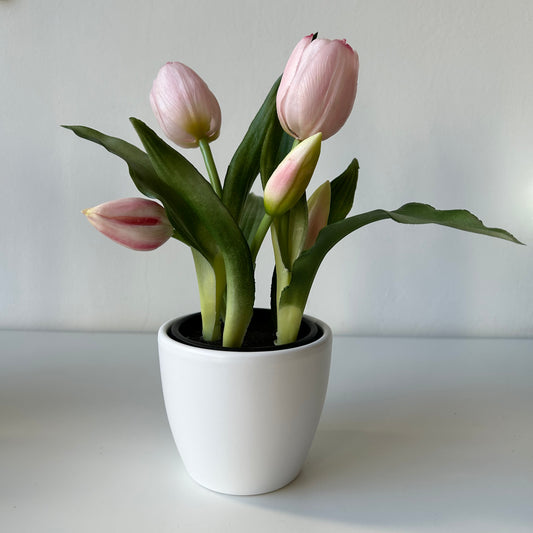 A legélethűbb gumi tulipán kaspóban - rózsaszín