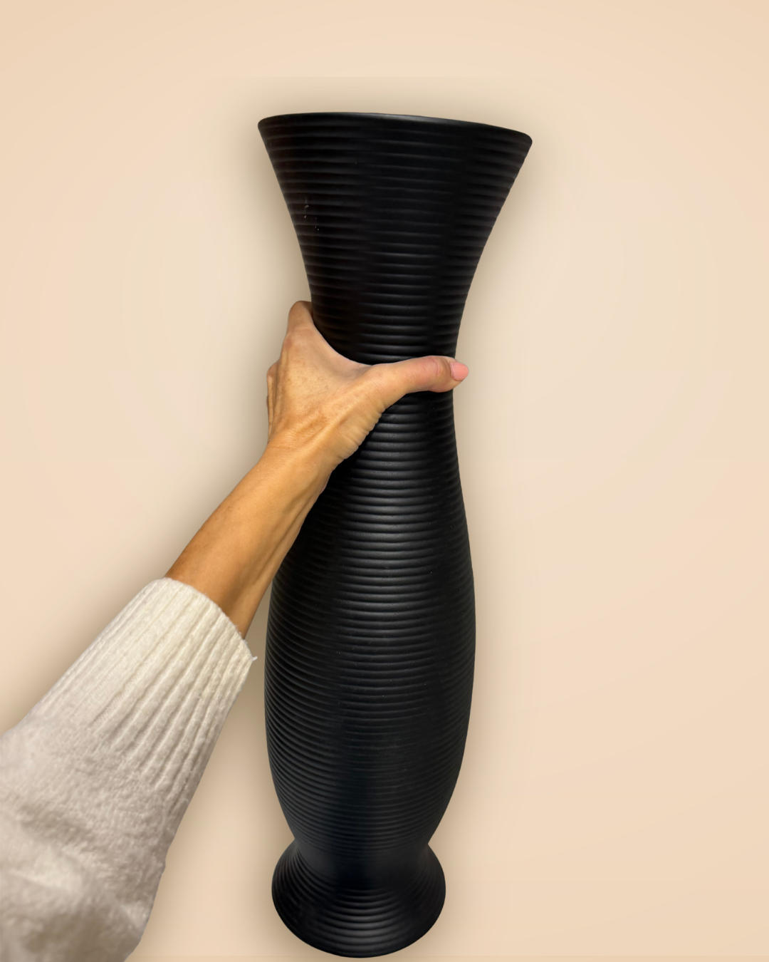 Fekete kerámia váza - 58x15 cm