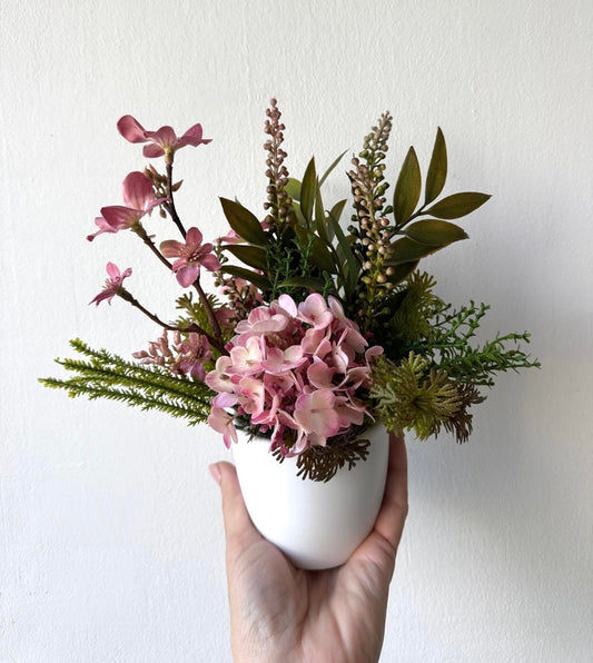 Mályva hortenziás mini asztaldekor