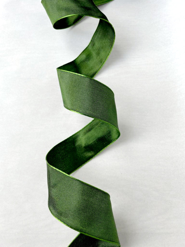 Sötétzöld szalag drótos szegéllyel 40 mm