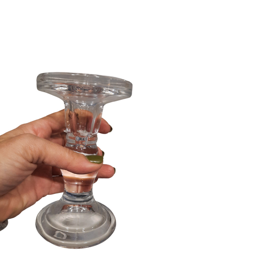 Gyertyatartó talpas 11x8,5 cm - átlátszó