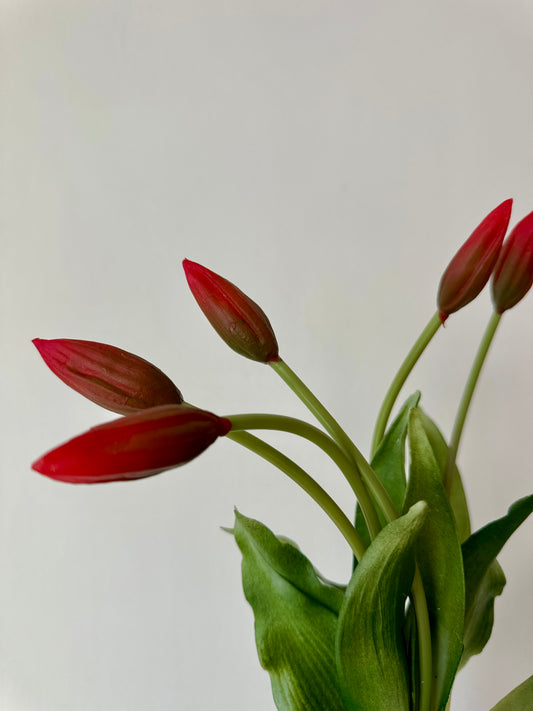 A legélethűbb gumi tulipán művirág csokor - piros