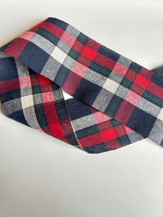 Telxtilszalag - zöld-piros-kék kockás - több méret