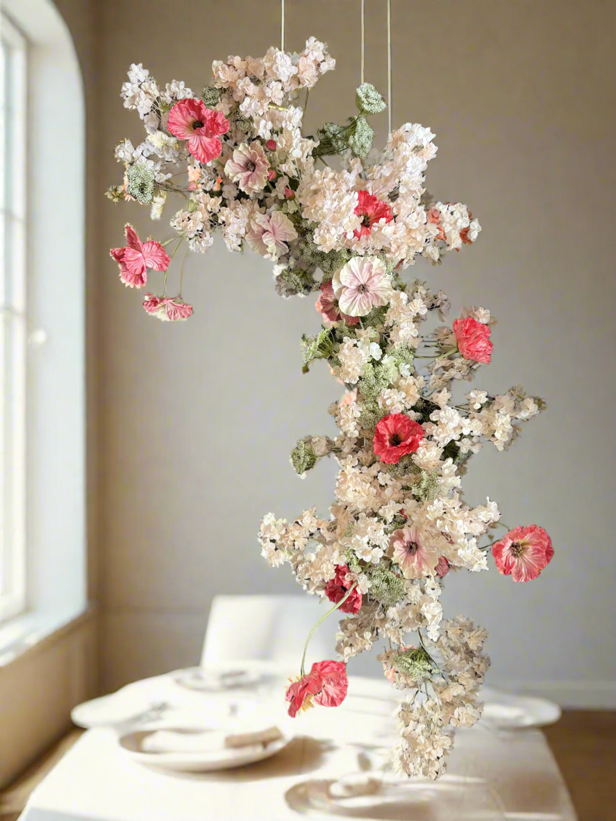 Wedding hanging flower installation