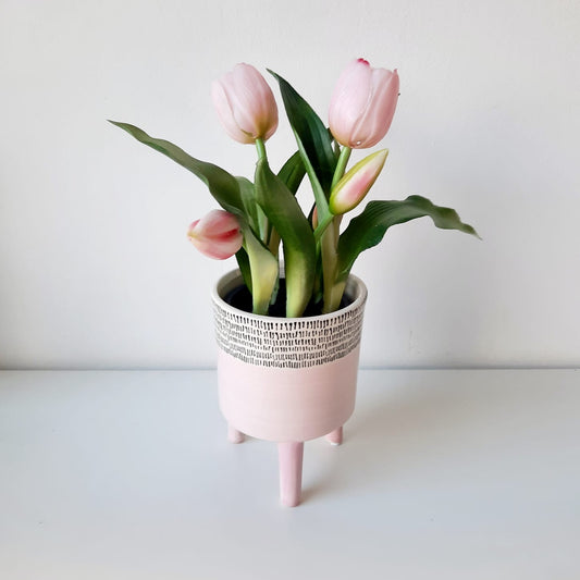 A legélethűbb gumi tulipán kaspóban - rózsaszín