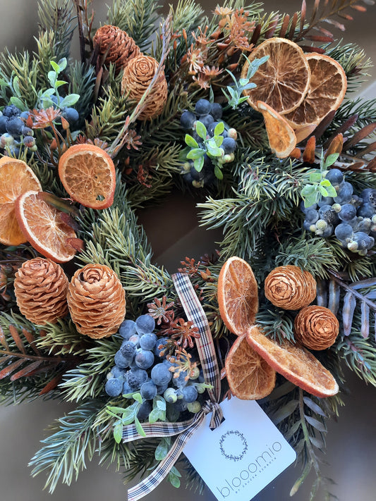 Orange winter door decoration