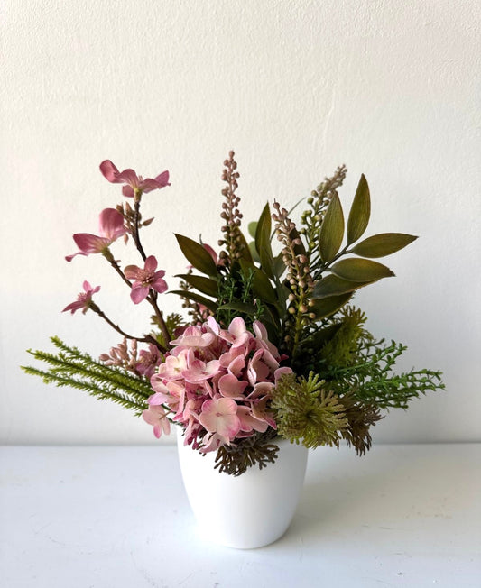 Mályva hortenziás mini asztaldekor