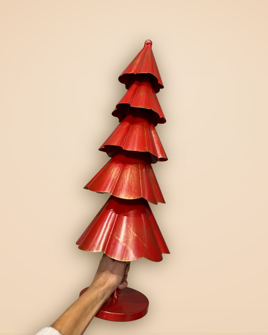 Piros fém fenyőfa - 19x58 cm
