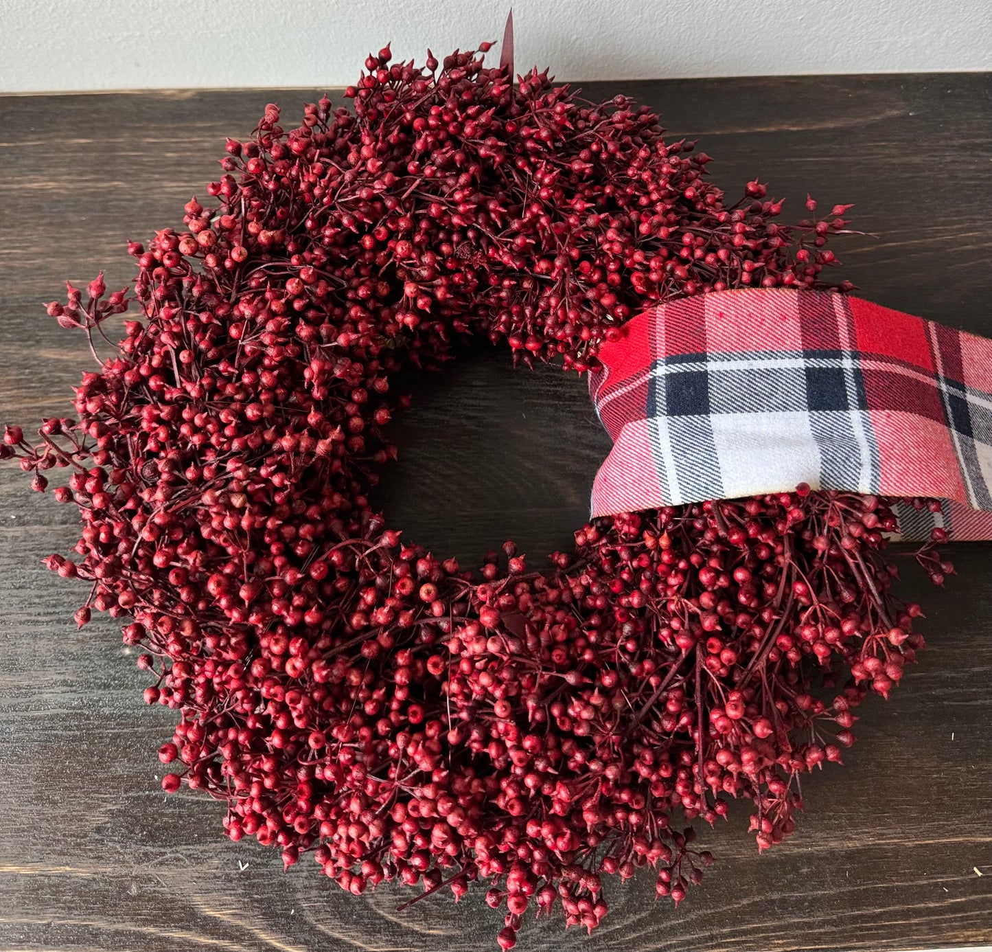 Wreath with red eucalyptus berries