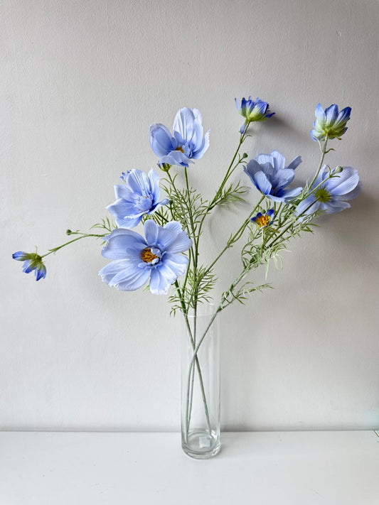 Fibrous blue artificial flower