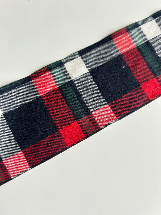 Telxtilszalag - zöld-piros-kék kockás - több méret