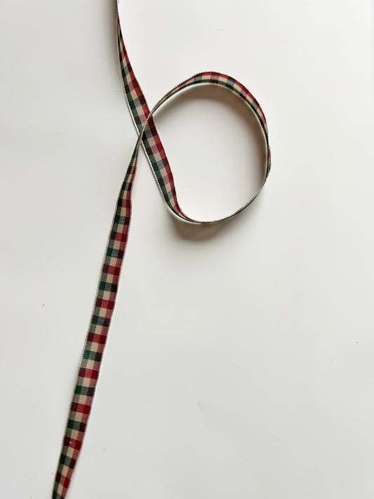 Kis kockás karácsonyi szalag - 10mm