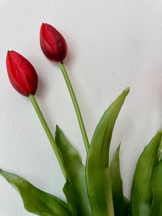 A legélethűbb gumi tulipán művirág csokor - piros