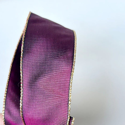 Bíbor színű szalag arany szegéllyel - 40mm