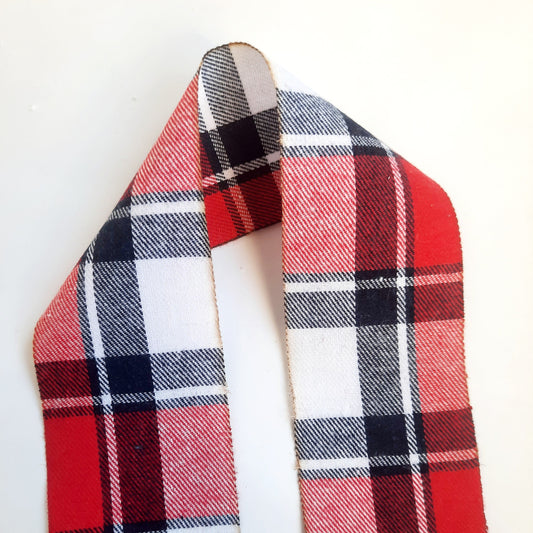 Telxtilszalag - piros-kék kockás - több méret