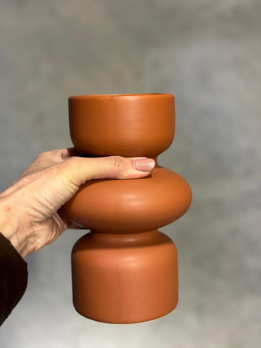 Terrekotta színű design kerámia váza