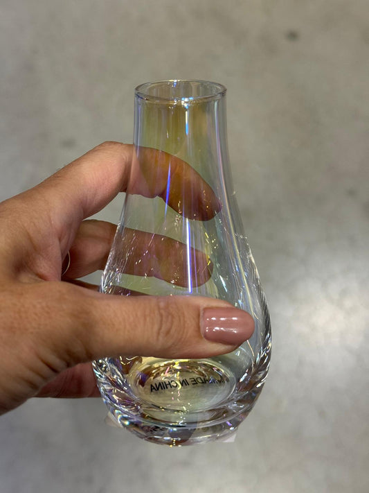 Szivárványos üveg váza 3x13 cm