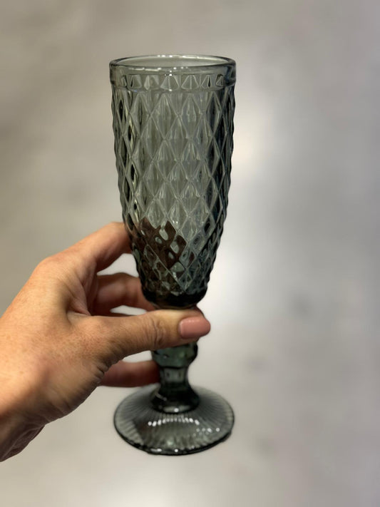 Füstszürke talpas pohár 6x20 cm