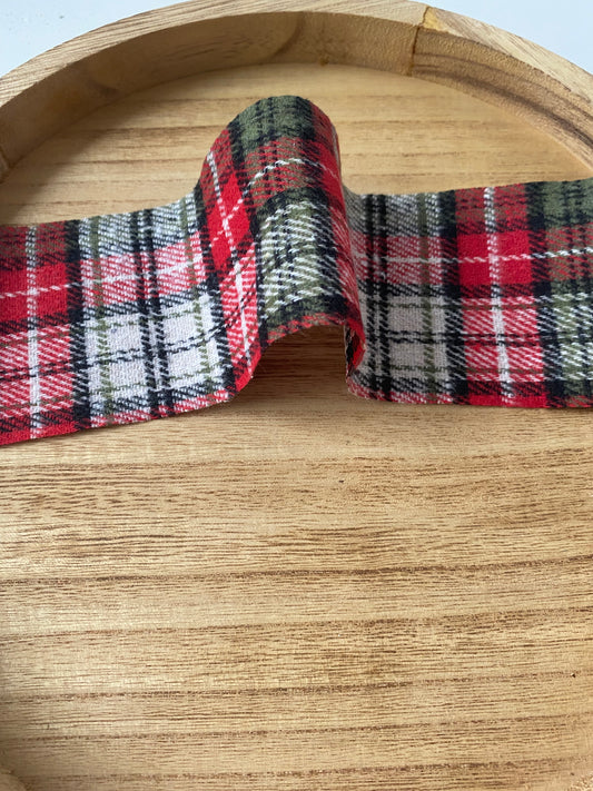 Kockás karácsonyi textil szalag 60 mm