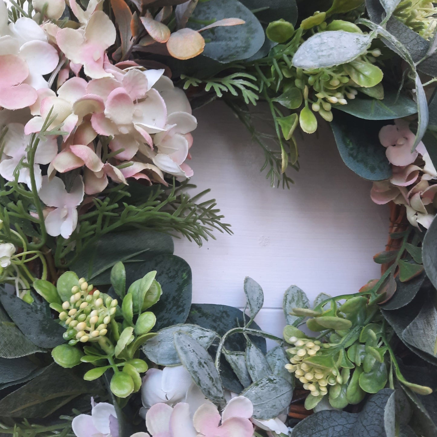 Hydrangea-eucalyptus wreath