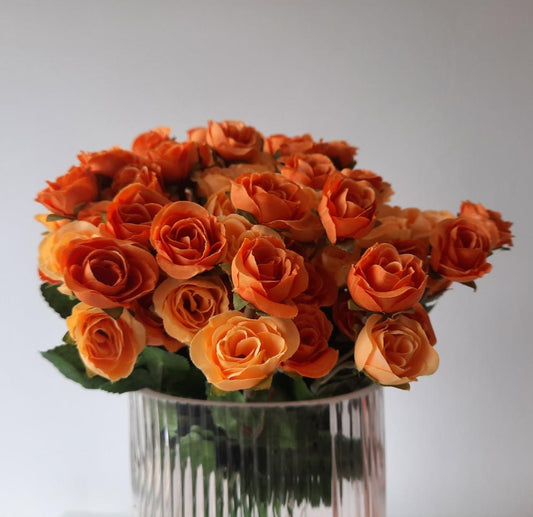 Bouquet of tiny rose artificial flowers - orange