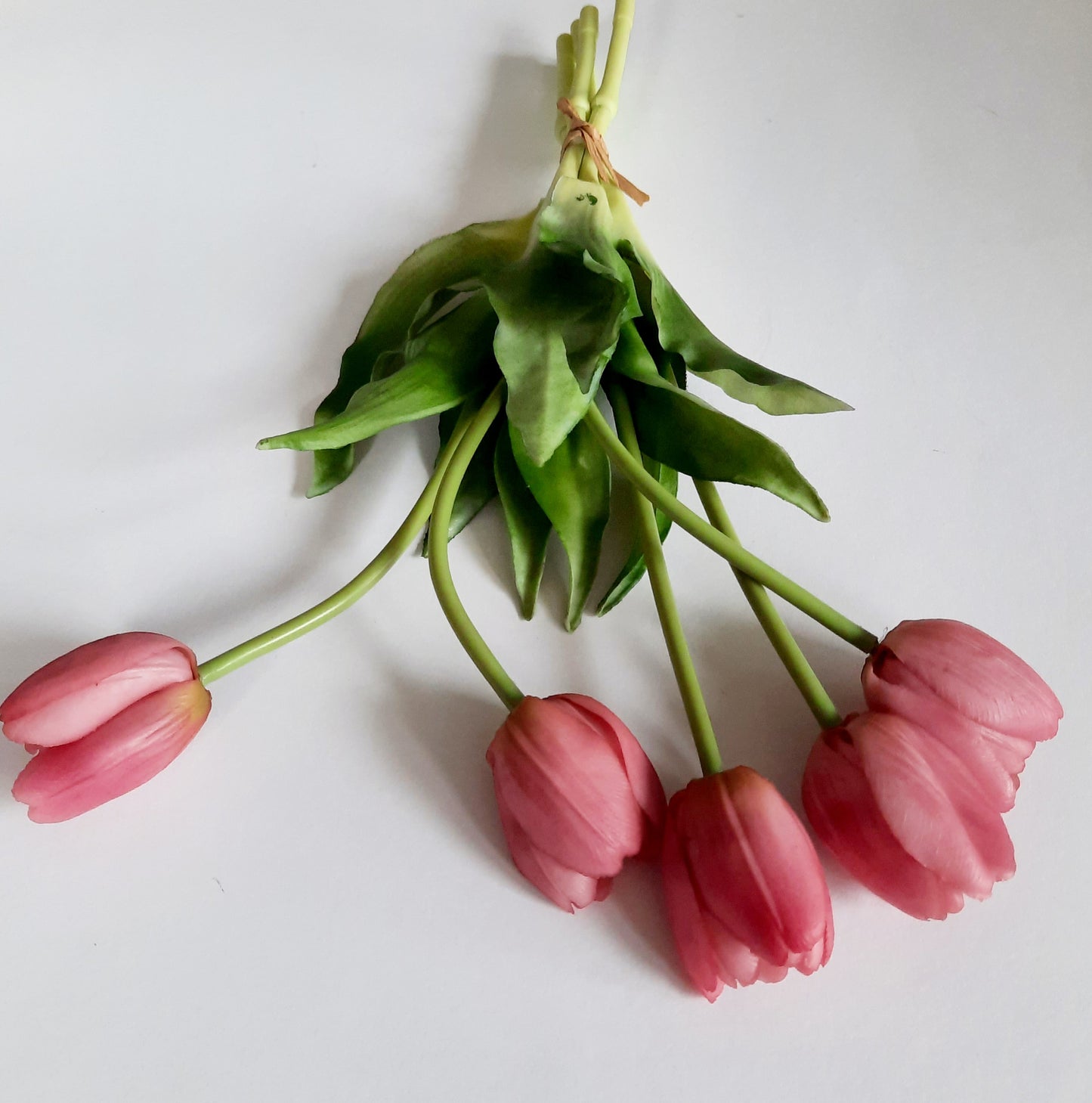 Pink rubber tulip artificial flower bouquet