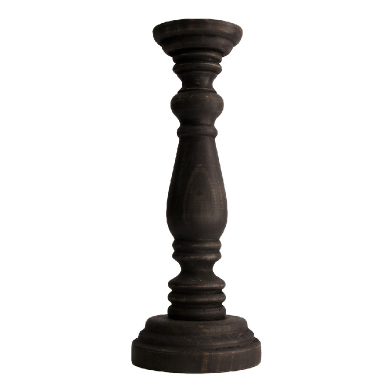 Holzkerzenhalter 14x35 cm - schwarz