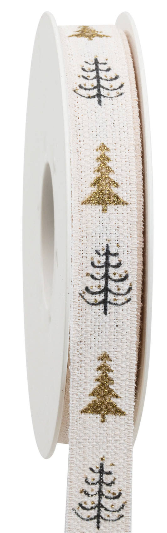 Szalag fenyőfával 15 mm - fehér-arany