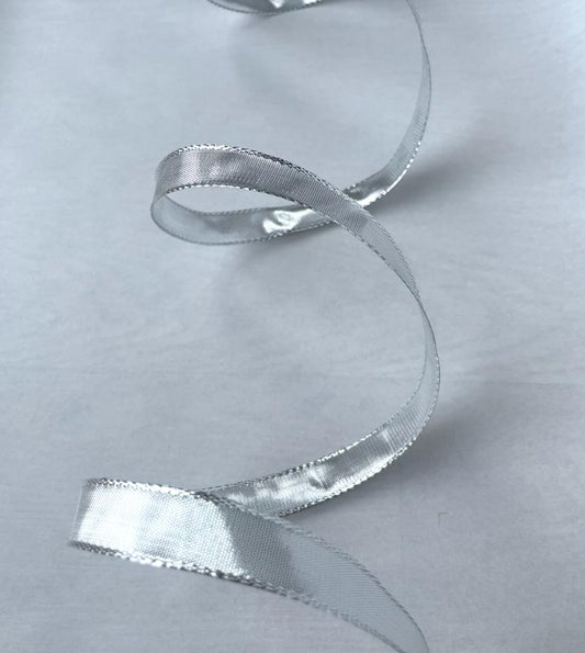 Metallisches Silberband mit Drahtkante 7 mm