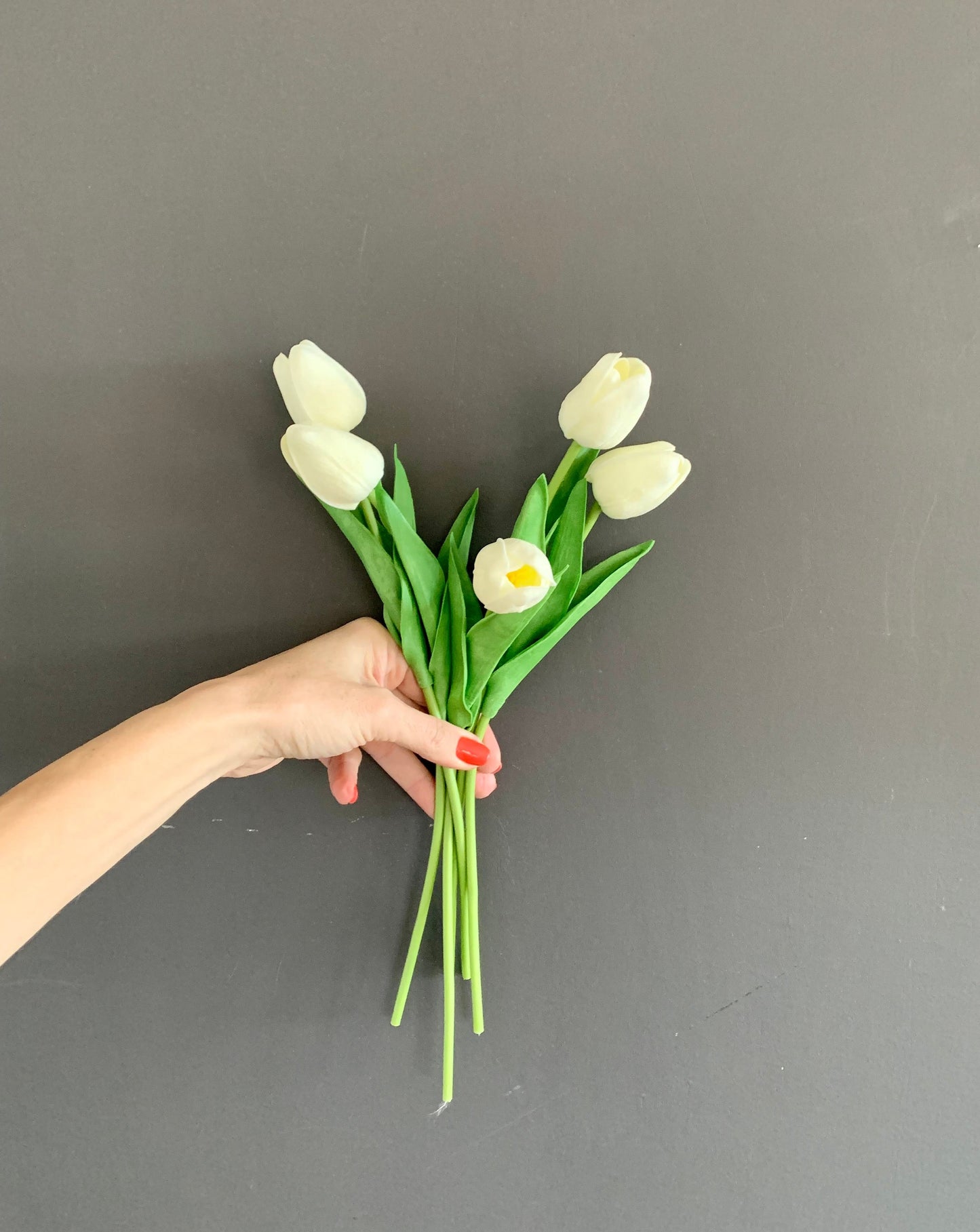 White tulip artificial flower bouquet