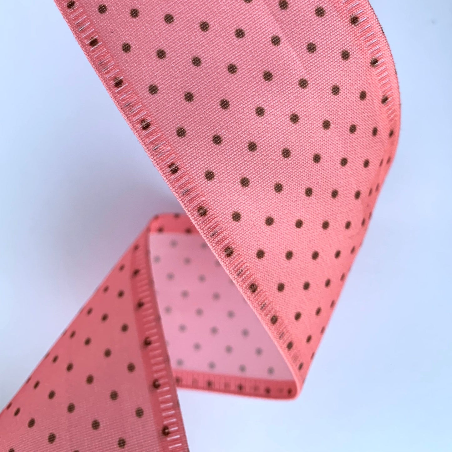 Textilband - rosa mit kleinen braunen Punkten 40 mm