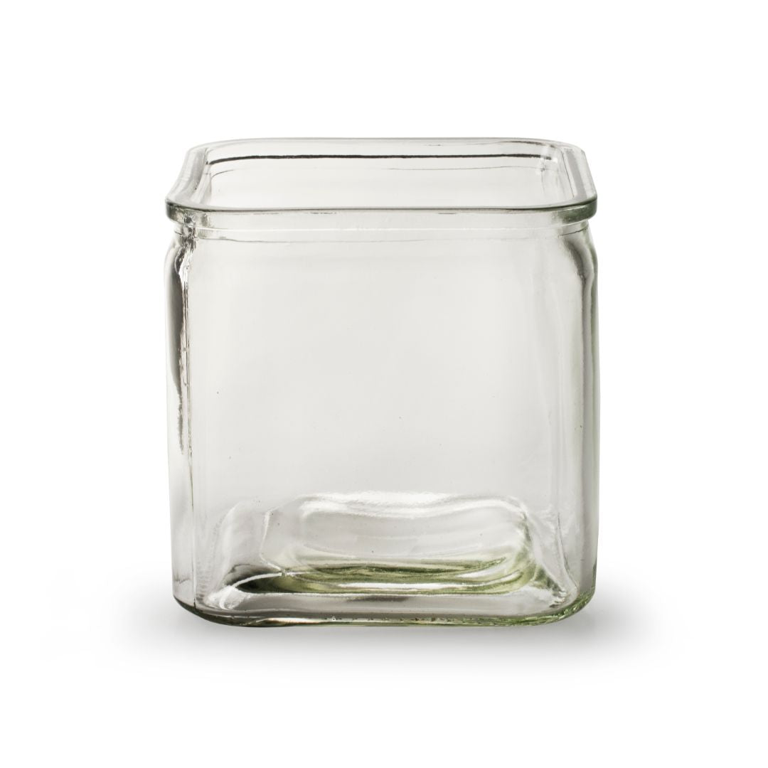 Glass vase, square - transparent