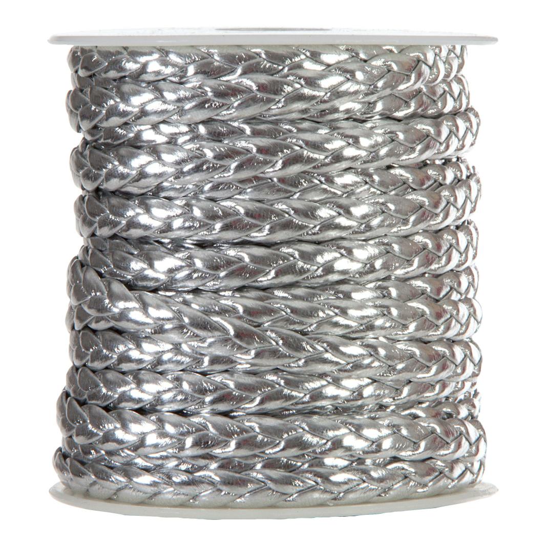 Leather cord in a roll 7 mm x 20 m - silver