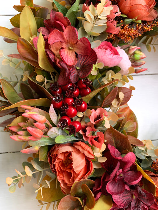 Gazdagon díszített őszi ajtódísz